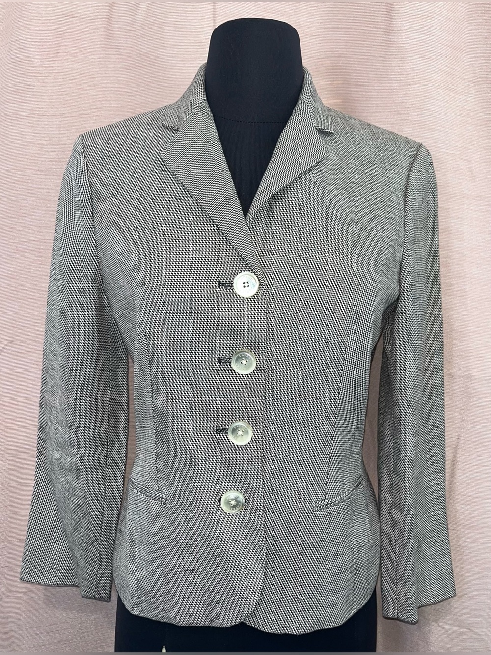 Lauren Ralph Lauren 100% Linen Gray Herringbone Blazer Size 4